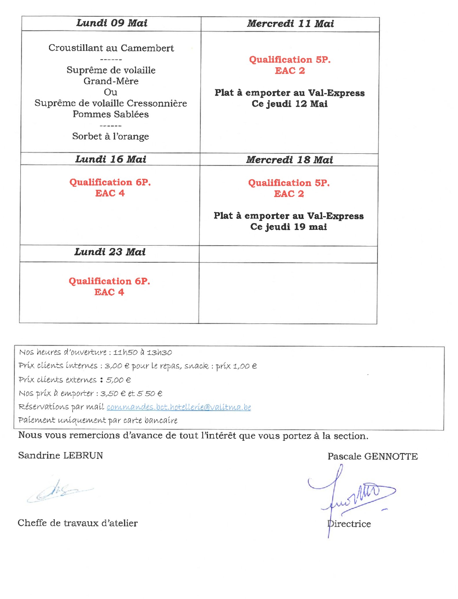 Qualifications 2022 - Menu Collectivité 2